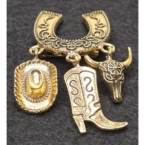 Horseshoe Boot Hat Skull Brooch